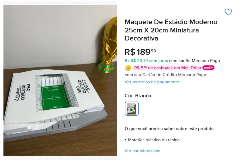 Anúncio de Neo Química Arena por R$ 189,90