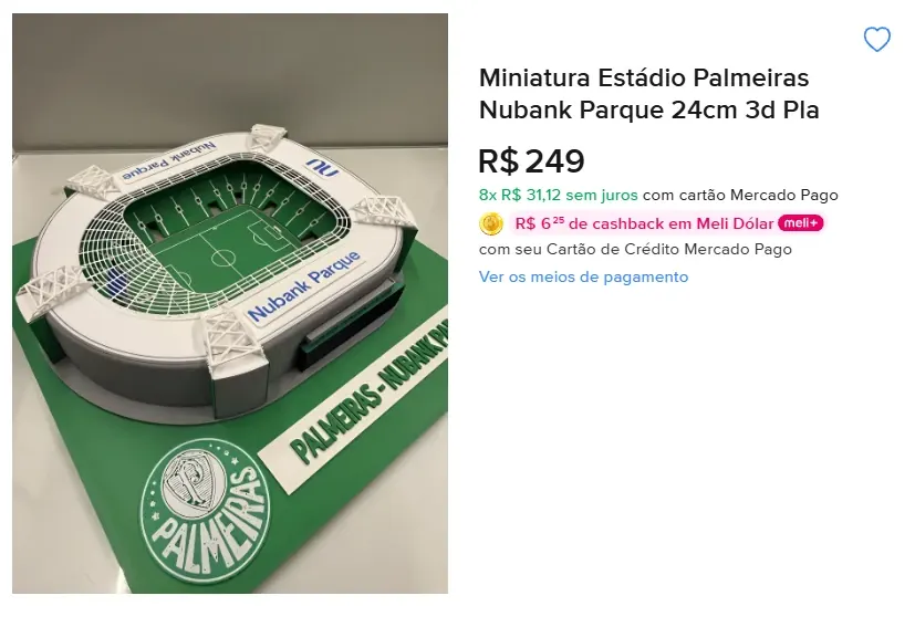 Anúncio de Palmeiras · Nubank Parque por R$ 249,00